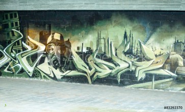 Bild på painted graffiti in an abandoned factory building